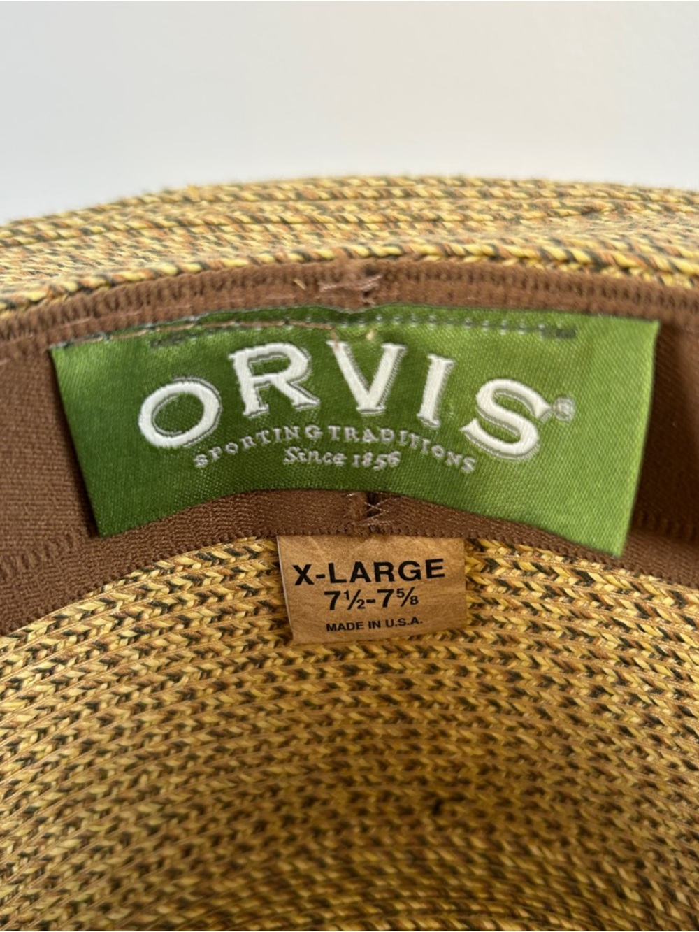 Orvis Men’s Size XL (7-1/2 - 7-5/8) Tan Straw Panama-Style Hat - Picture 4 of 8